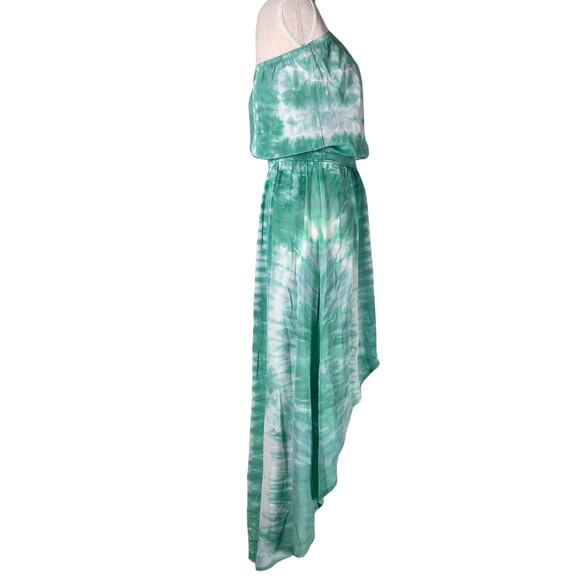 Anthropologie Gypsy 05 Silk Strapless Tie Dye Maxi Dress Green Asymmetrical Hem - Picture 5 of 7